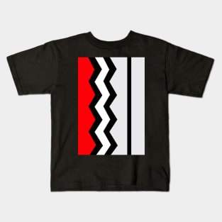 Abstract, geometric, zigzag, strips - red, black and white. Kids T-Shirt